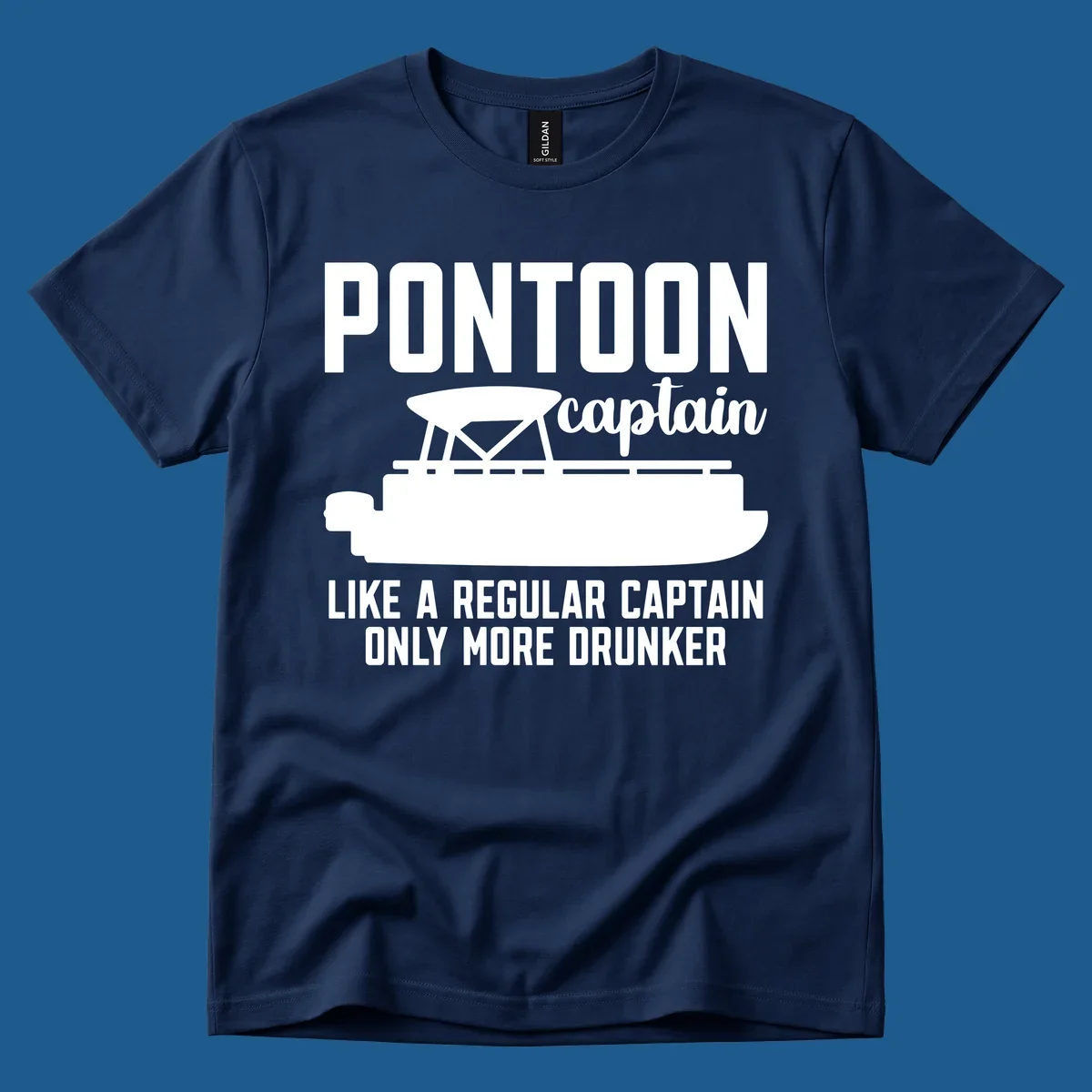 Pontoon captain illustration with text: Like a regular captain only more drunker. Pontoon-captain-drunker.