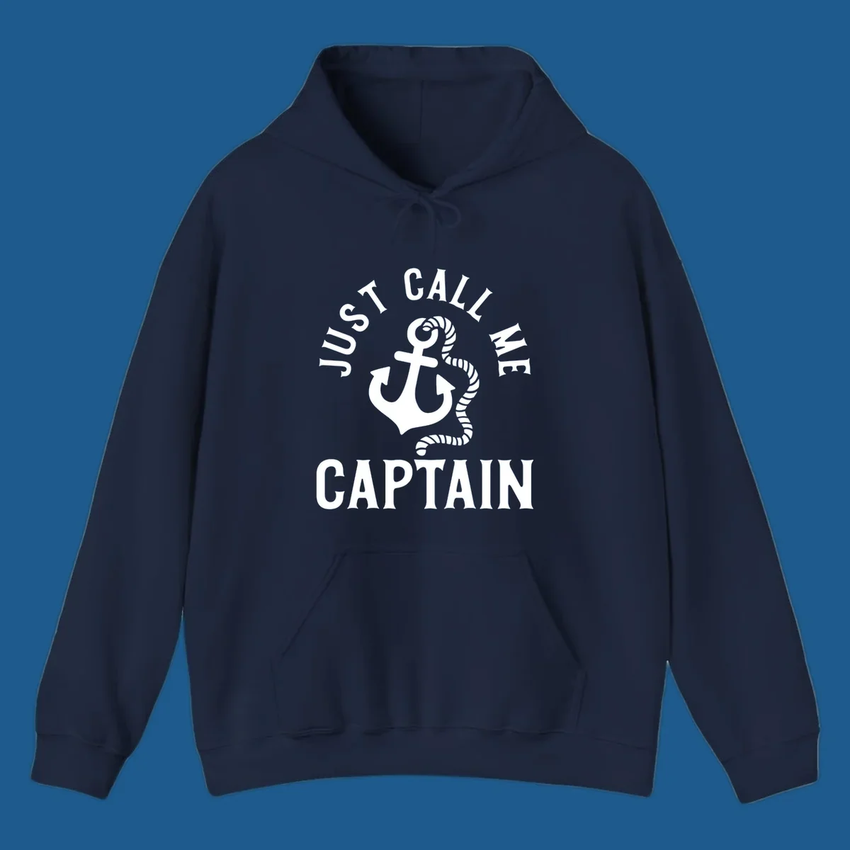 White anchor and rope with text 'JUST CALL ME CAPTAIN' for a nautical theme.