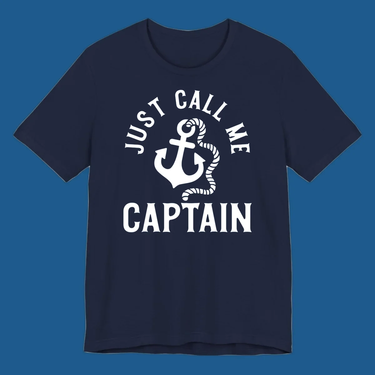 White anchor and rope with text 'JUST CALL ME CAPTAIN' for a nautical theme.