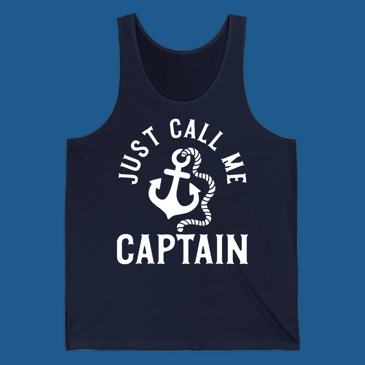 White anchor and rope with text 'JUST CALL ME CAPTAIN' for a nautical theme.