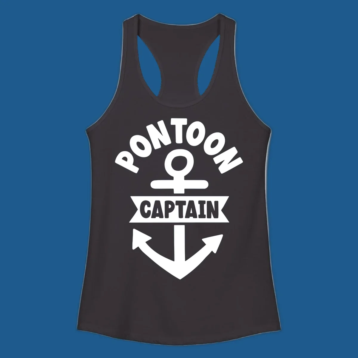 White pontoon captain anchor emblem design
