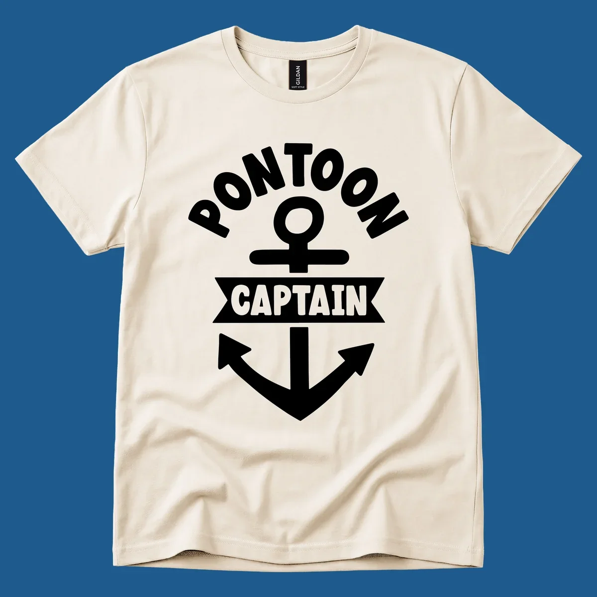 White pontoon captain anchor emblem design