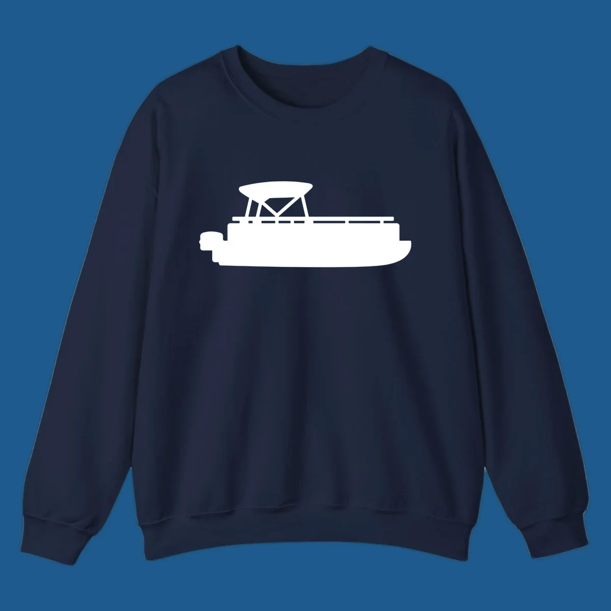 White silhouette of a pontoon boat with canopy on black background, pontoon boat lifestyle.