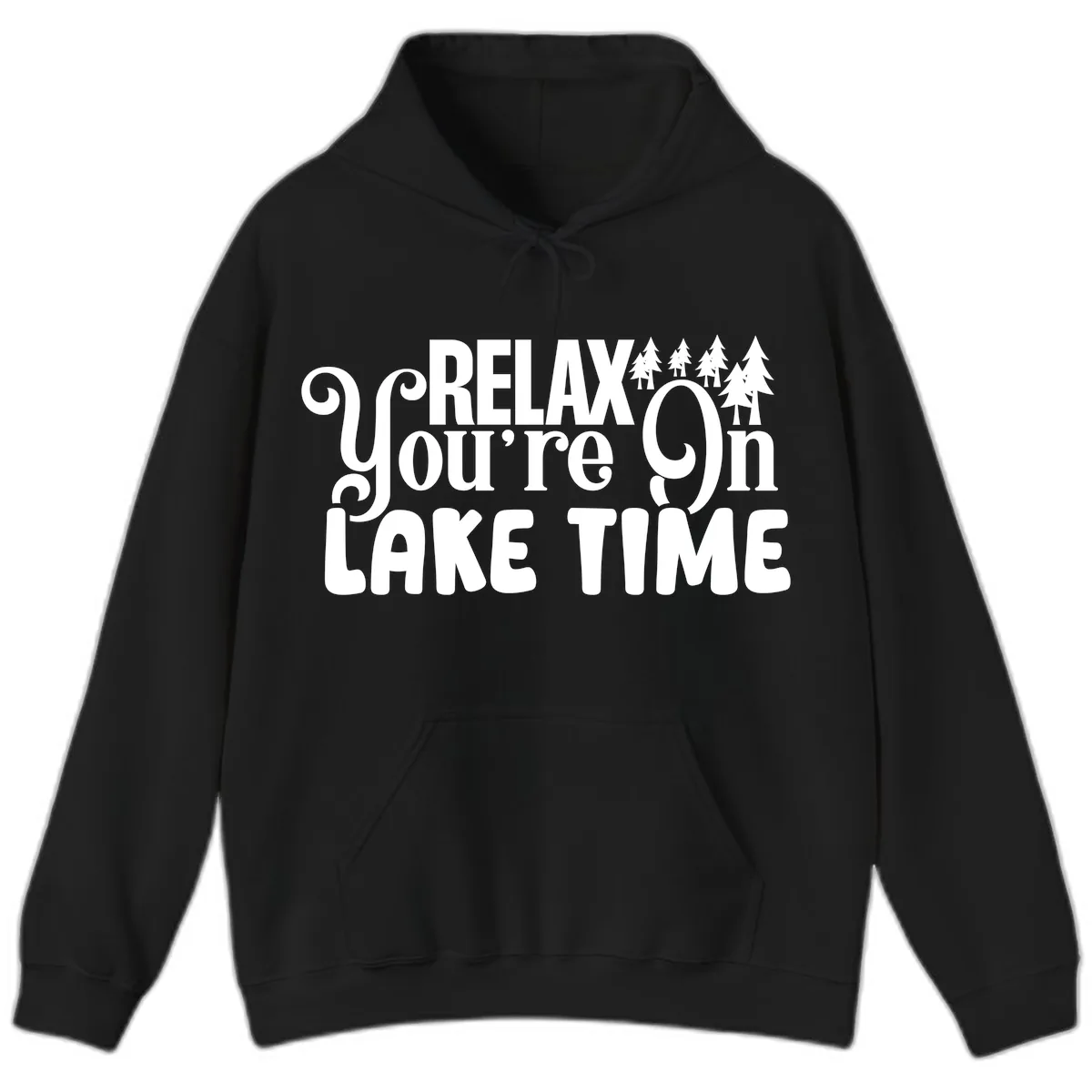 Relax You're On Lake Time Hoodie in Black