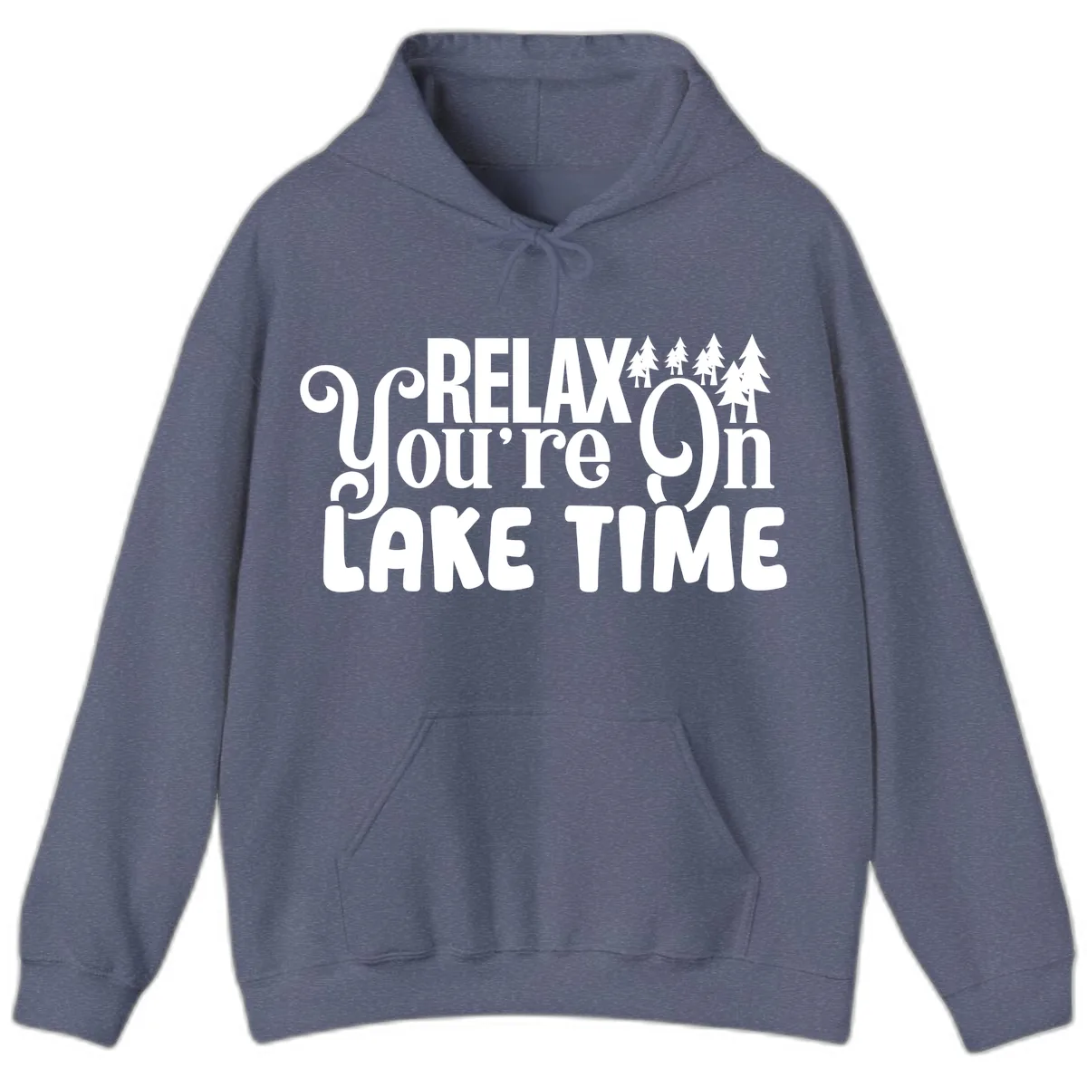 Relax You're On Lake Time Hoodie in Heather Navy