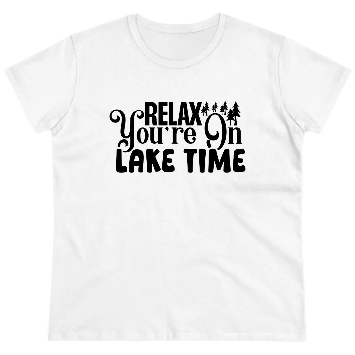 Relax You're On Lake Time Ladies Tee in White
