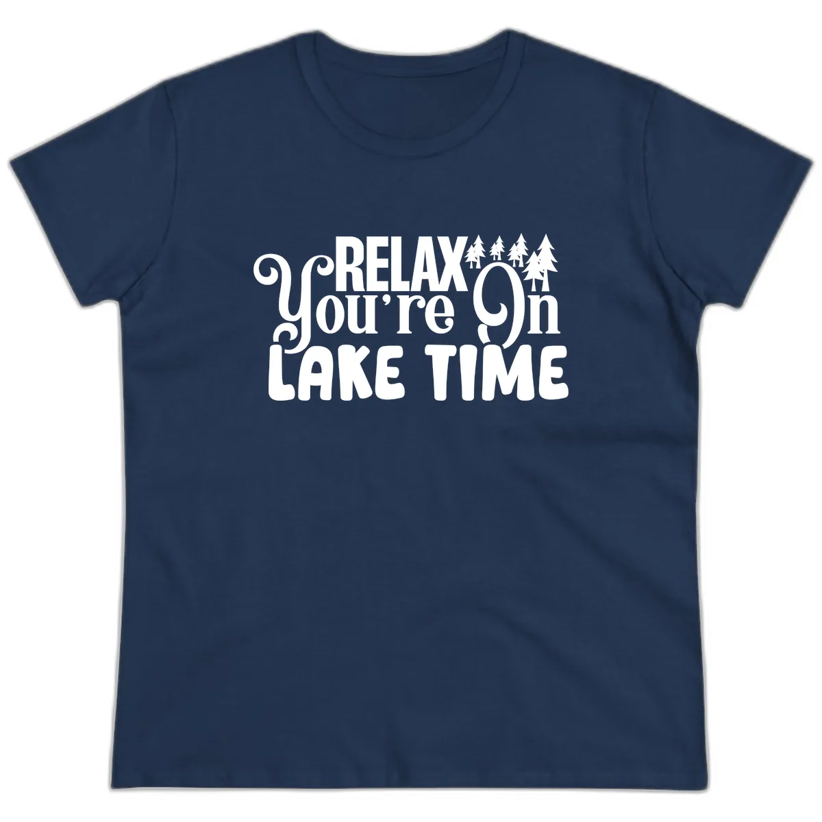 Relax You're On Lake Time Ladies Tee in Navy