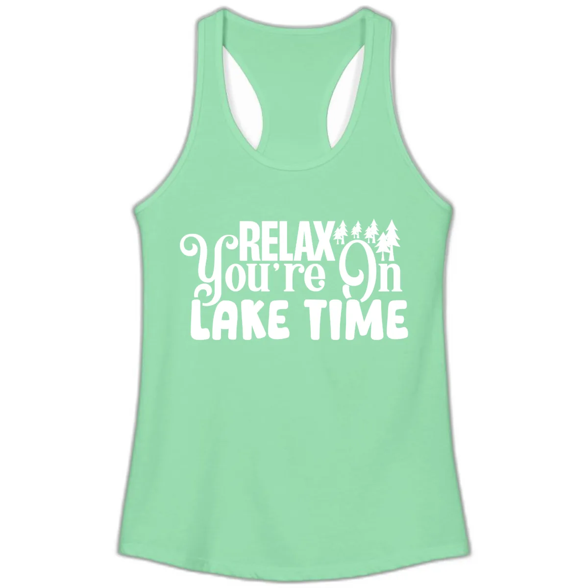 Relax You're On Lake Time Ladies Tank in Solid Mint