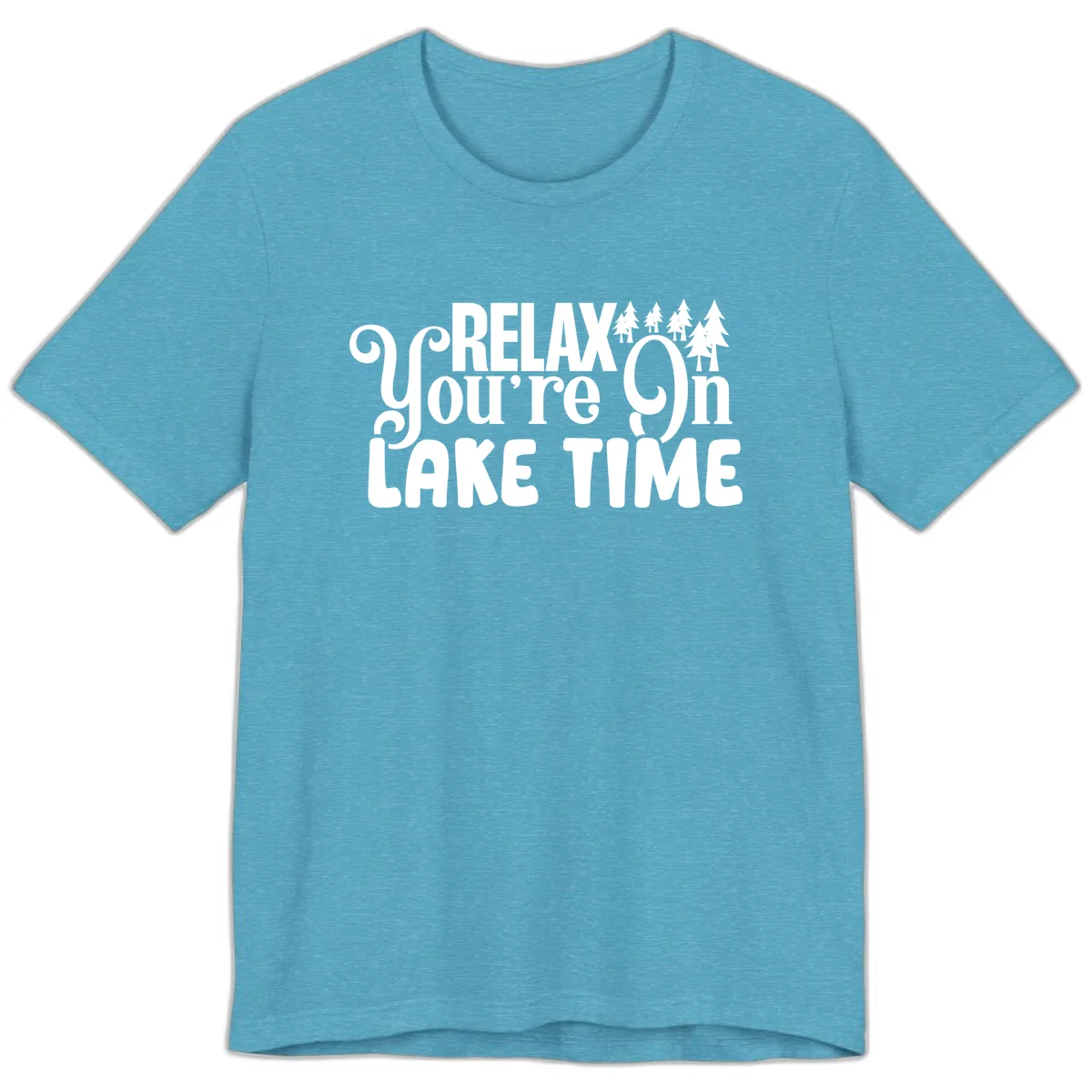 Relax You're On Lake Time Premium T-Shirt in Heather Aqua