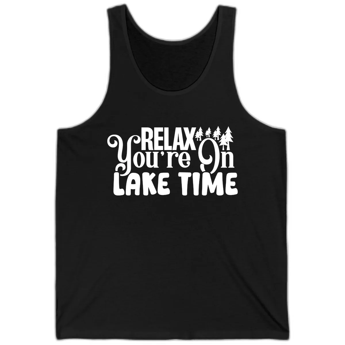 Relax You're On Lake Time Tank in Black