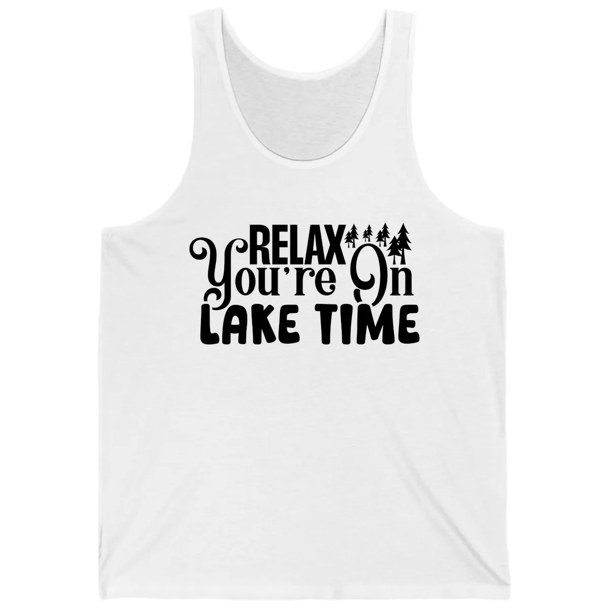 Relax You're On Lake Time Tank in White