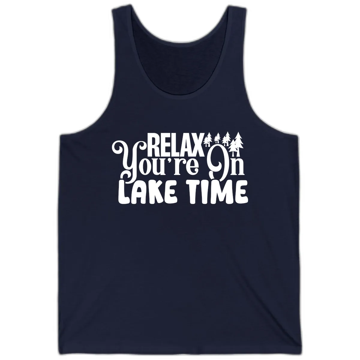 Relax You're On Lake Time Tank in Navy
