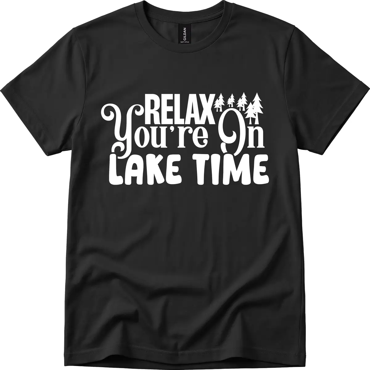 Relax You're On Lake Time T-Shirt in Black
