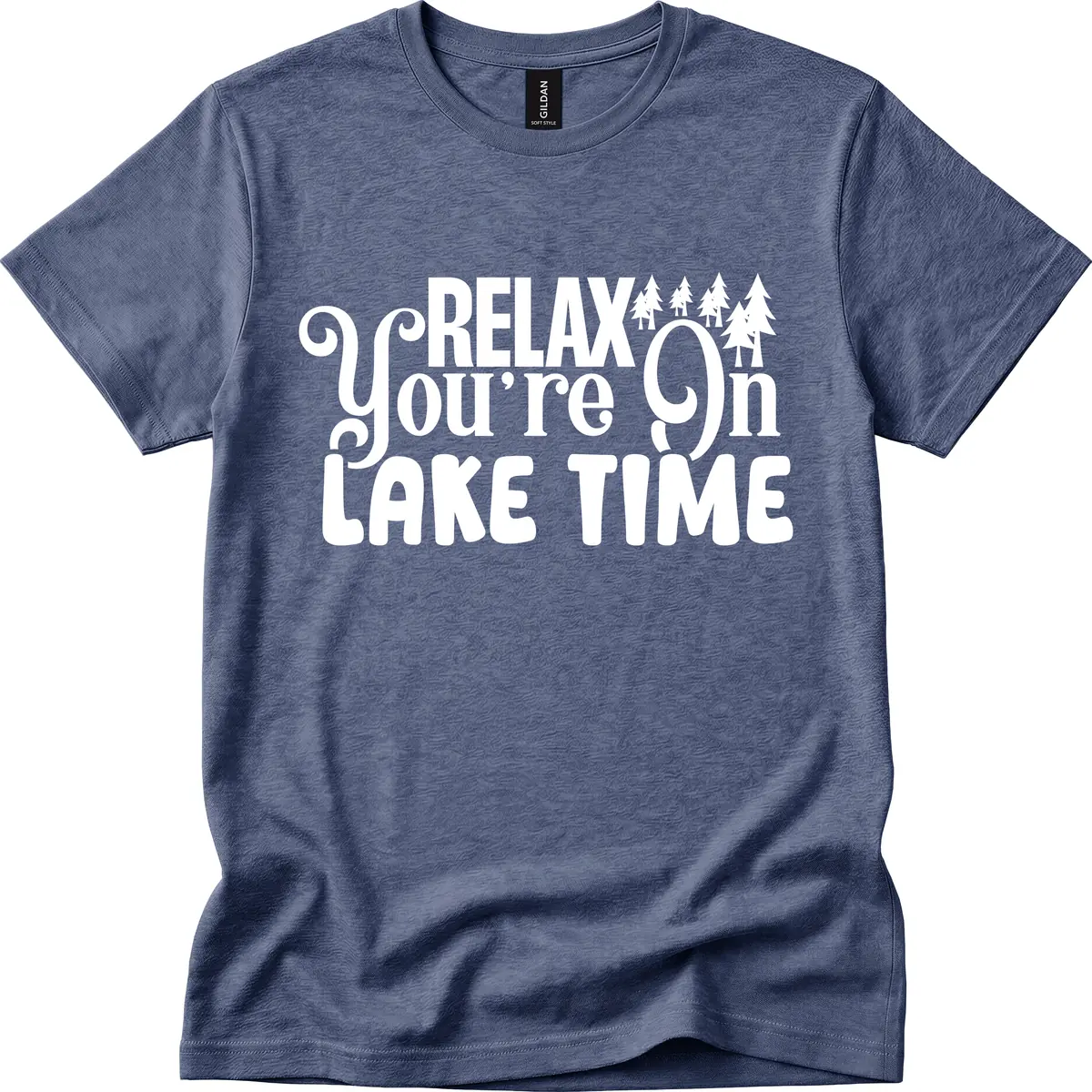 Relax You're On Lake Time T-Shirt in Heather Navy