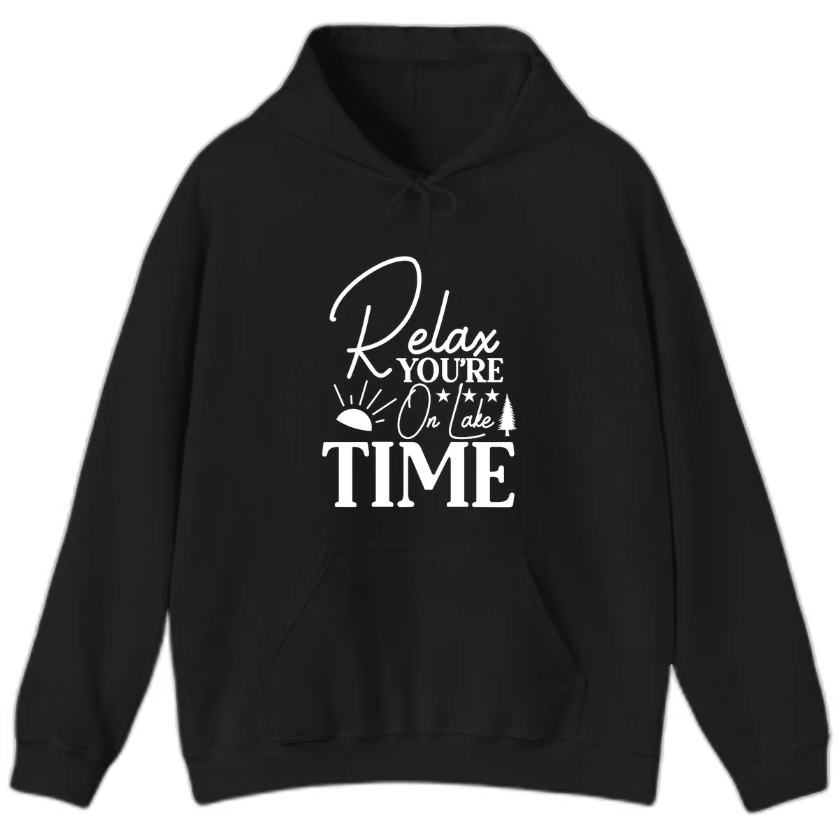 Relax You're On Lake Time Hoodie in Black