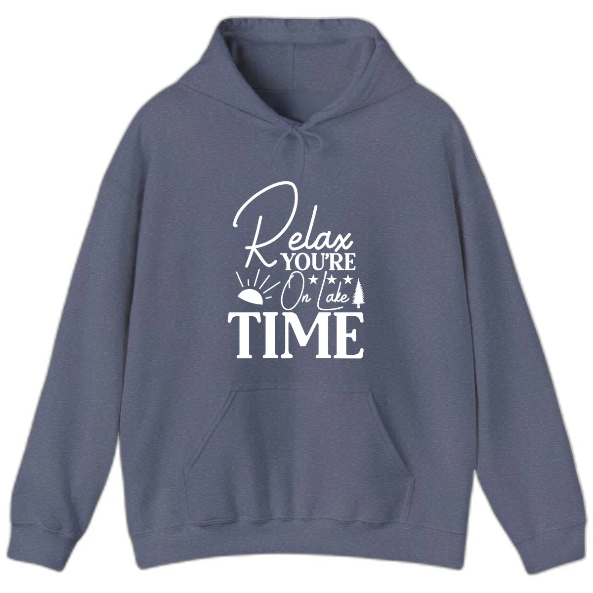 Relax You're On Lake Time Hoodie in Heather Navy