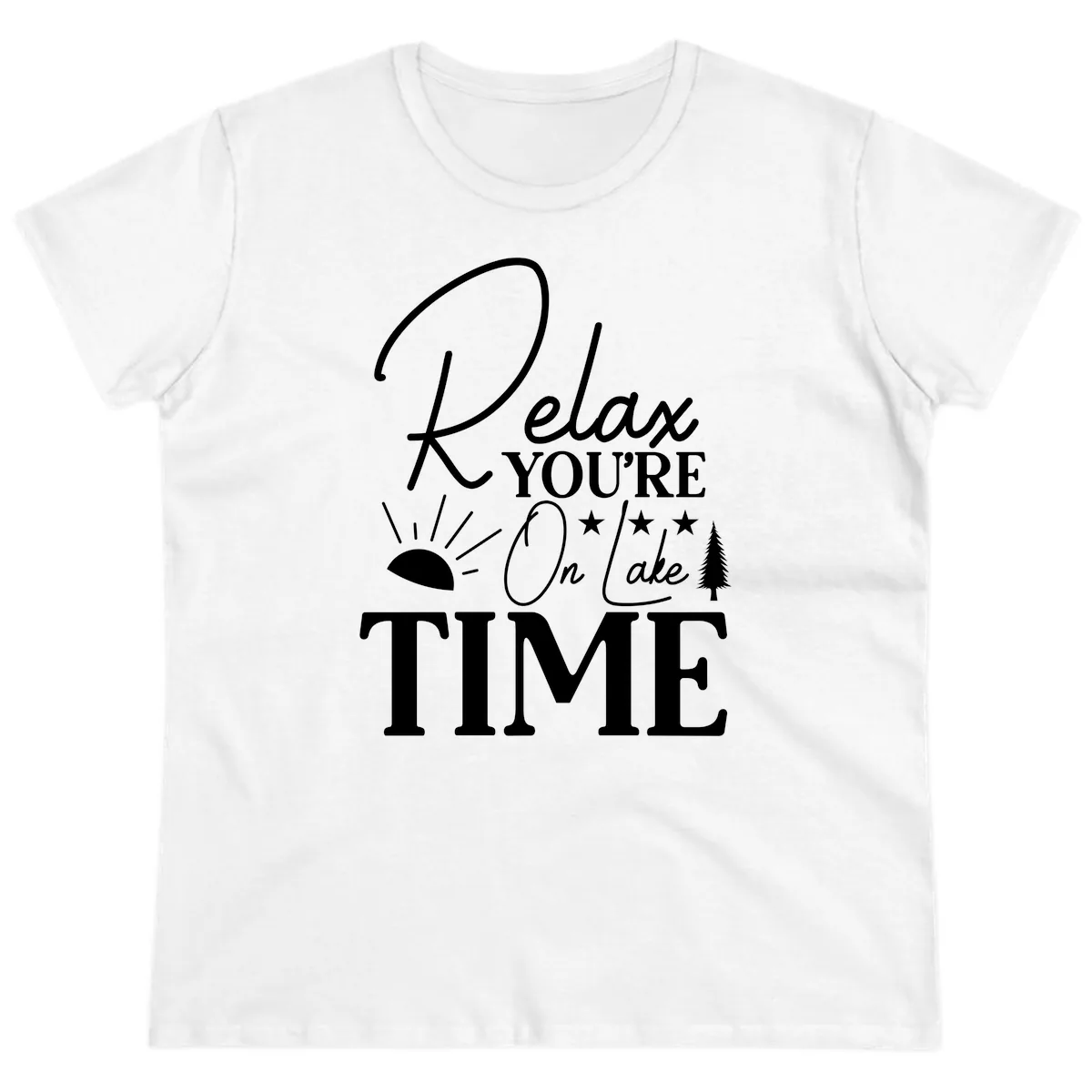 Relax You're On Lake Time Ladies Tee in White