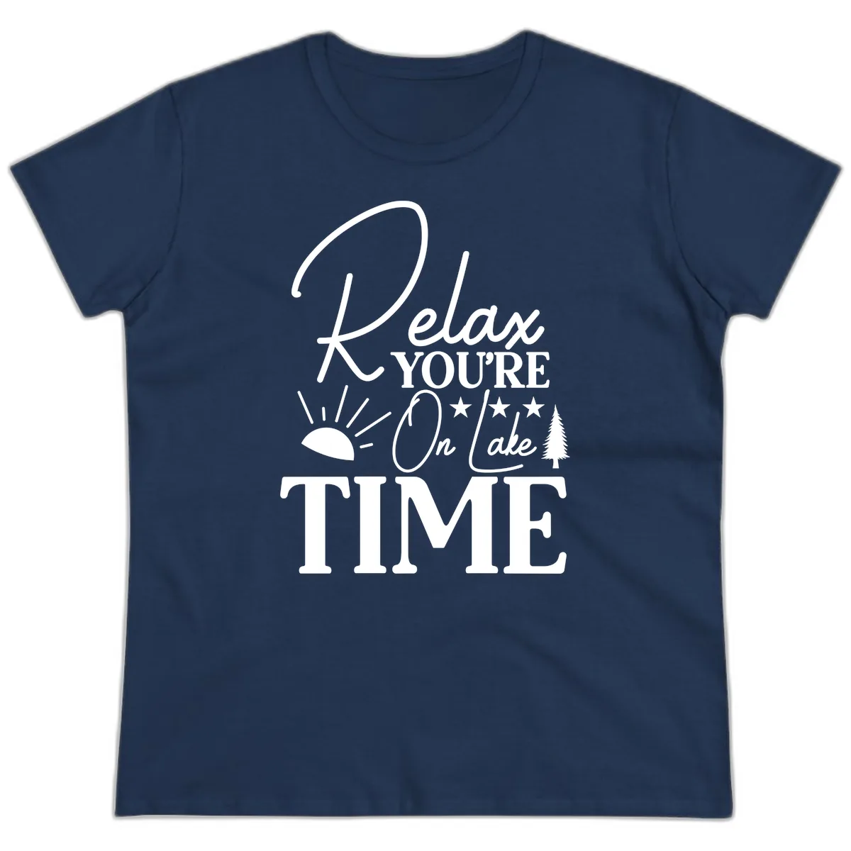 Relax You're On Lake Time Ladies Tee in Navy