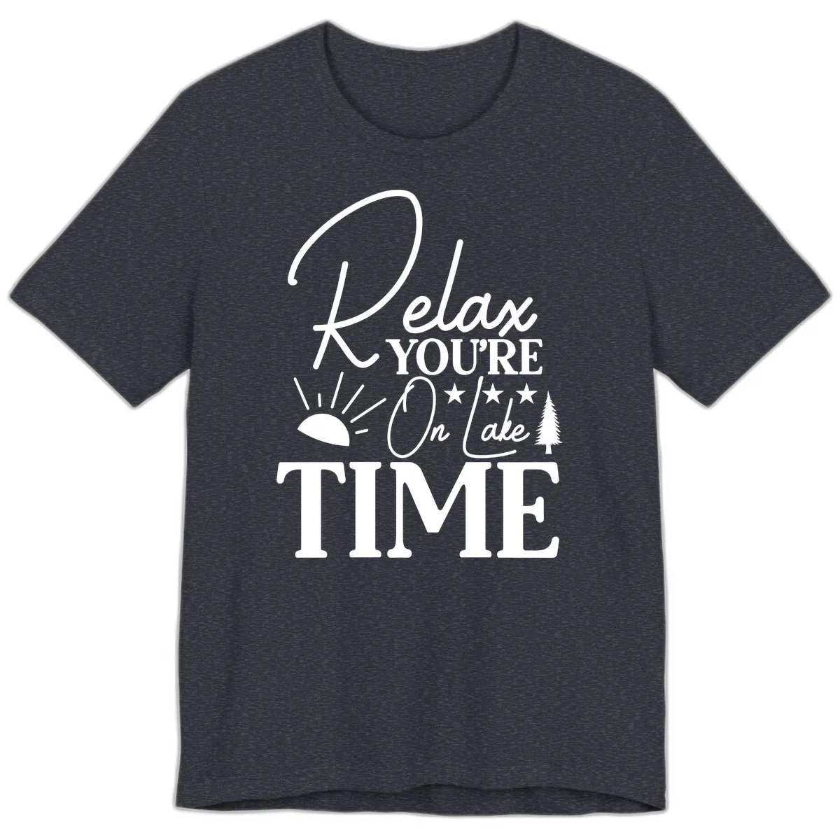 Relax You're On Lake Time Premium T-Shirt in Heather Navy