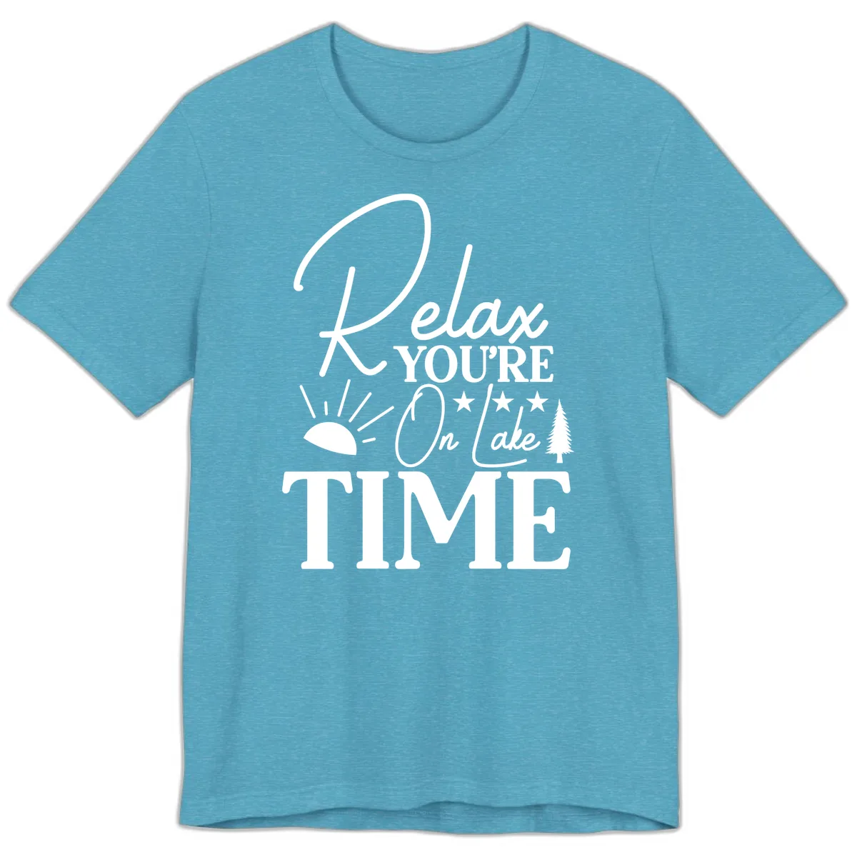 Relax You're On Lake Time Premium T-Shirt in Heather Aqua