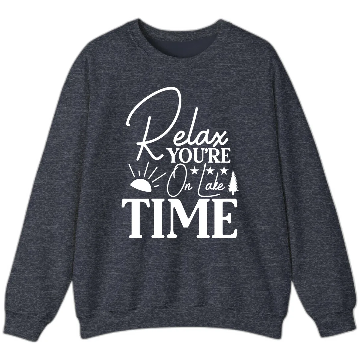 Relax You're On Lake Time Sweatshirt in Heather Sport Dark Navy
