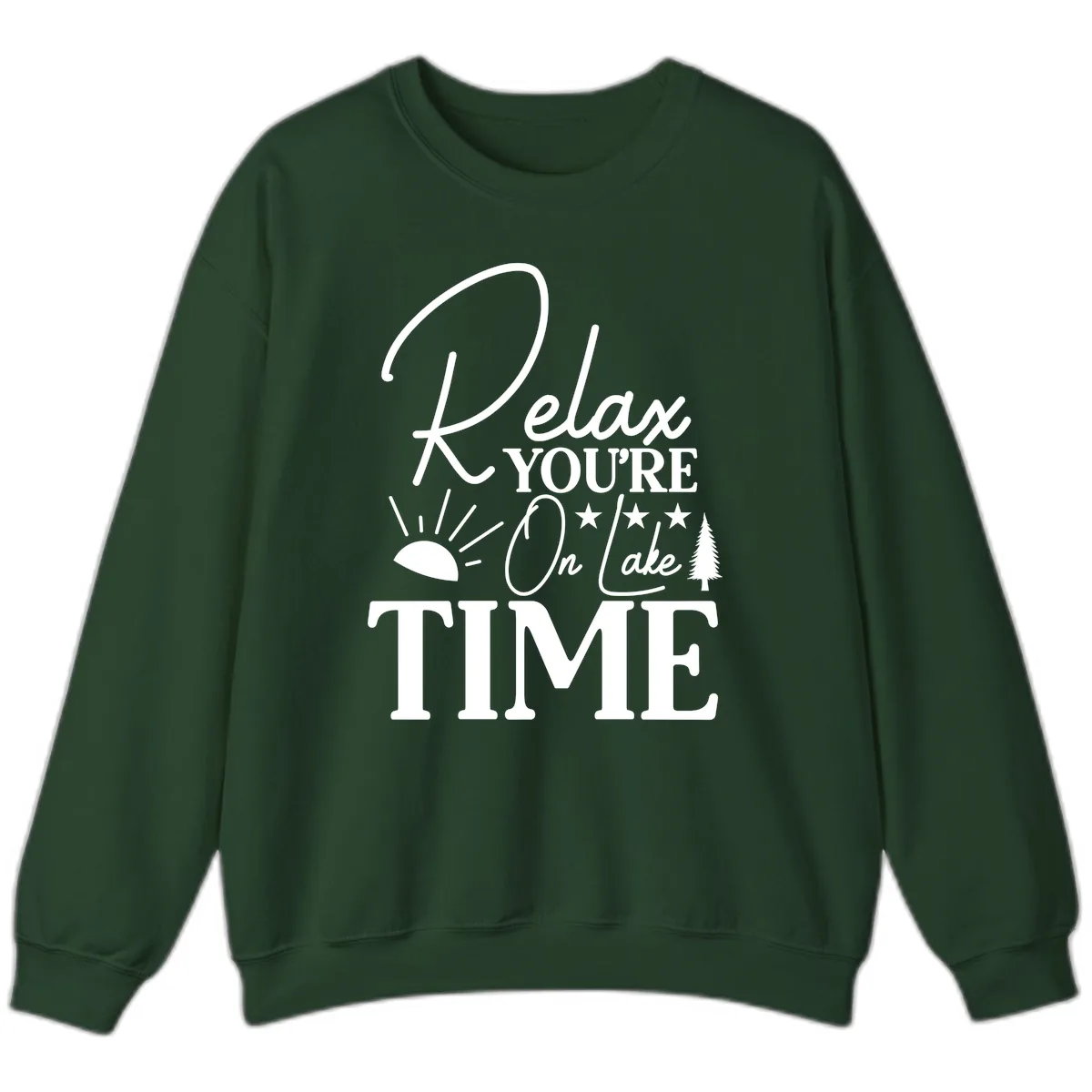 Relax You're On Lake Time Sweatshirt in Forest Green