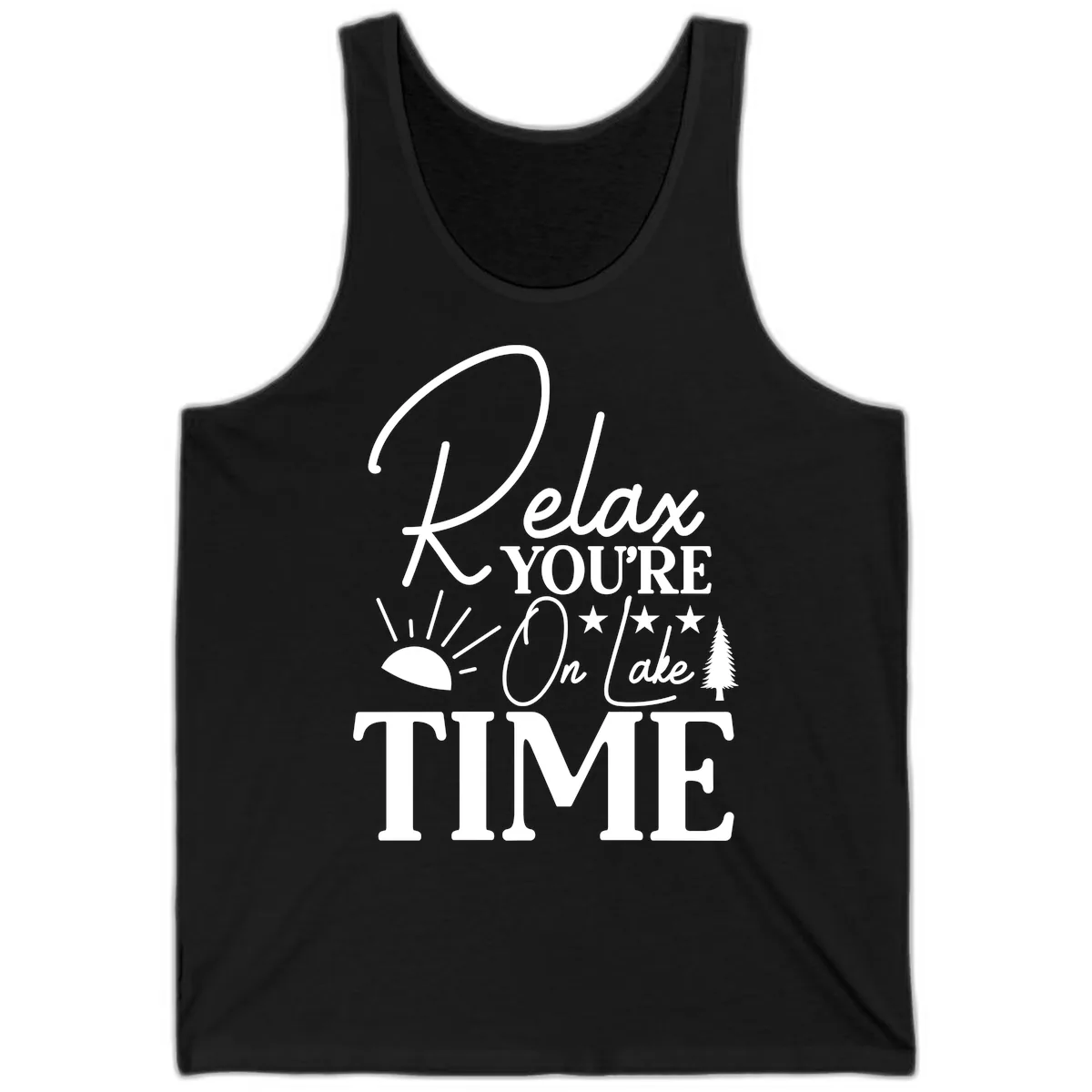 Relax You're On Lake Time Tank in Black
