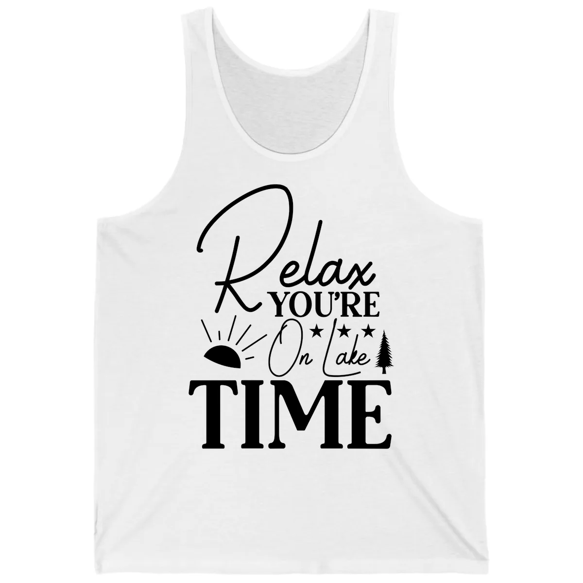 Relax You're On Lake Time Tank in White