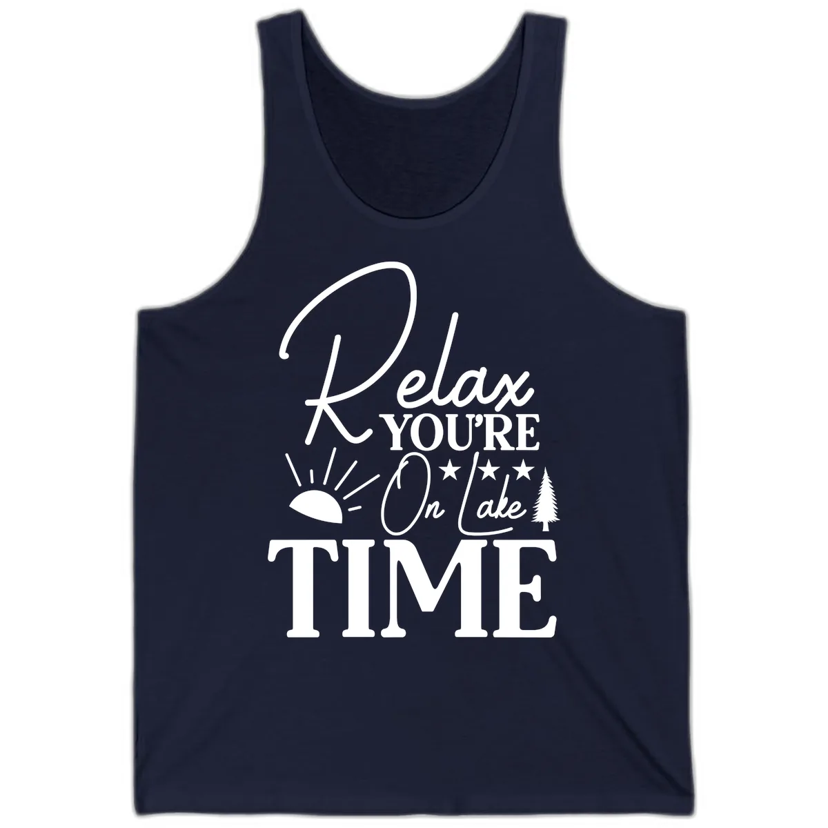 Relax You're On Lake Time Tank in Navy