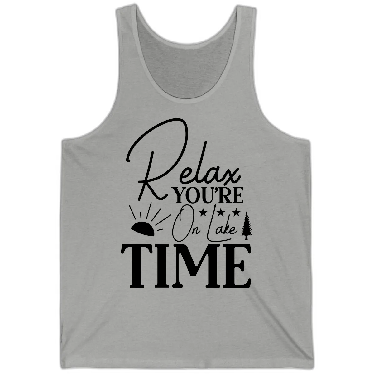 Relax You're On Lake Time Tank in Athletic Heather