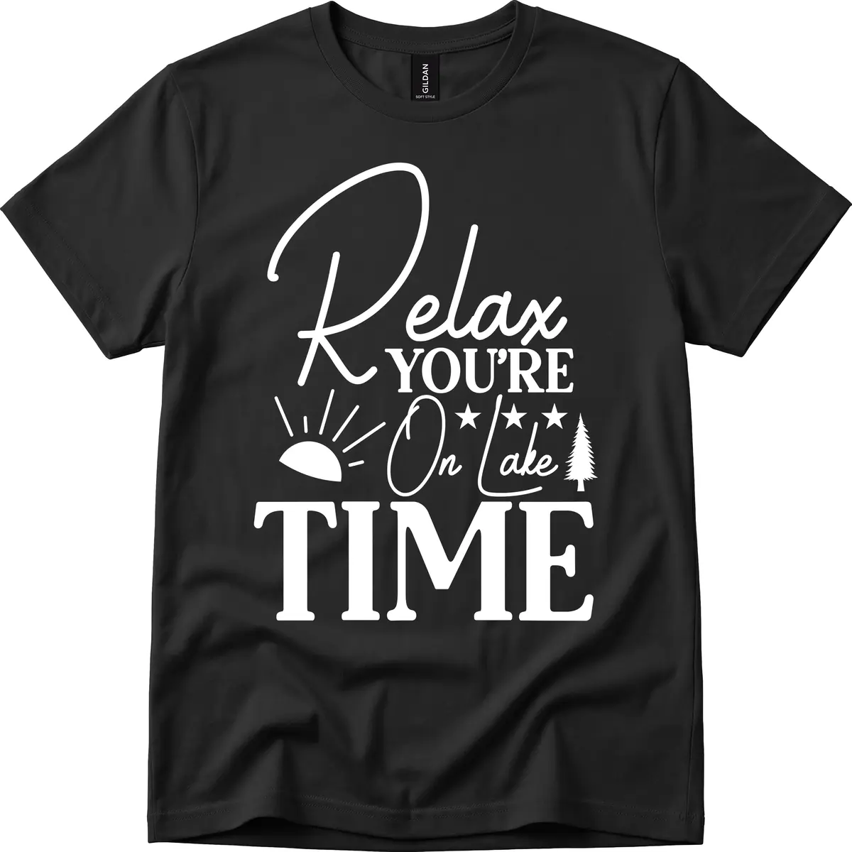 Relax You're On Lake Time T-Shirt in Black