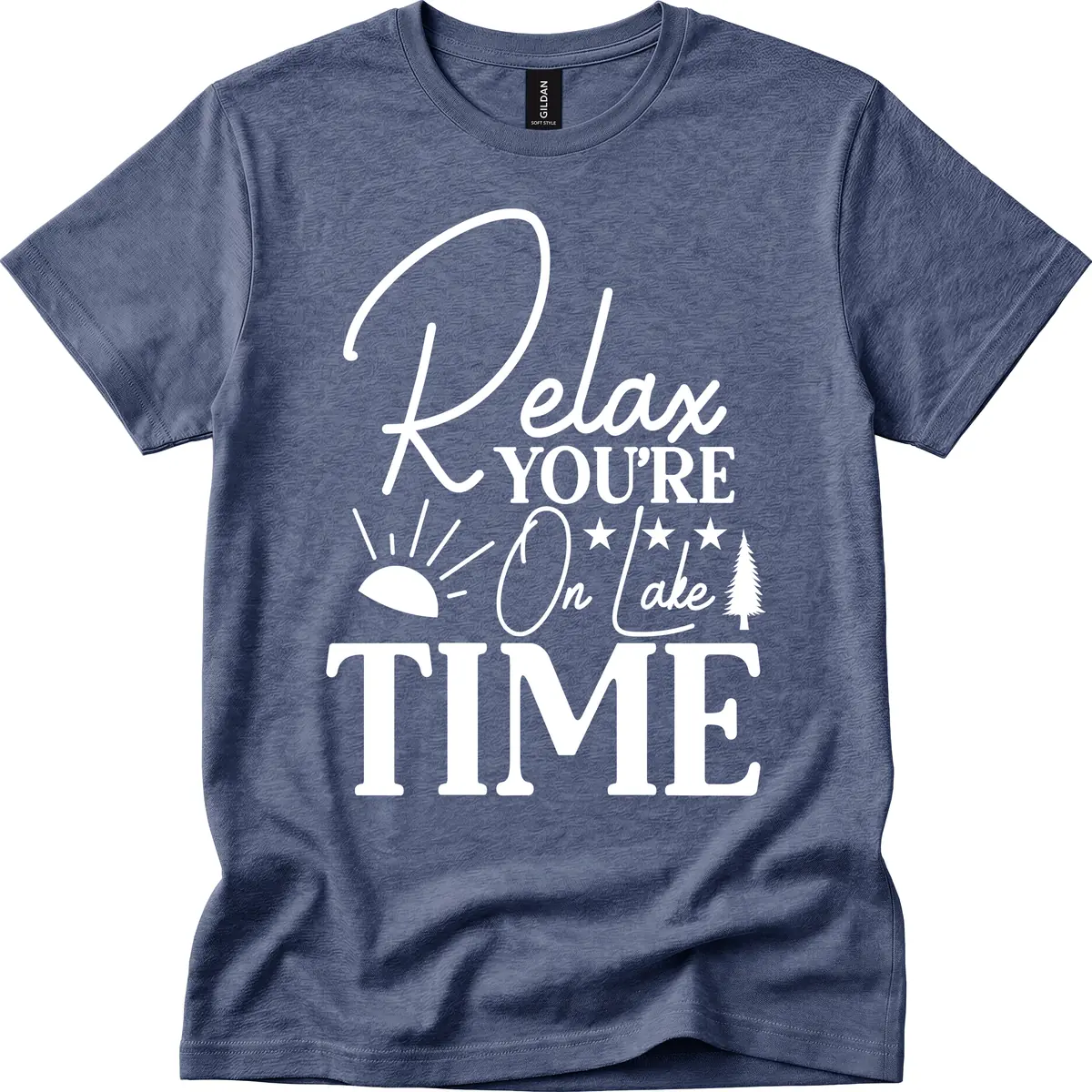 Relax You're On Lake Time T-Shirt in Heather Navy