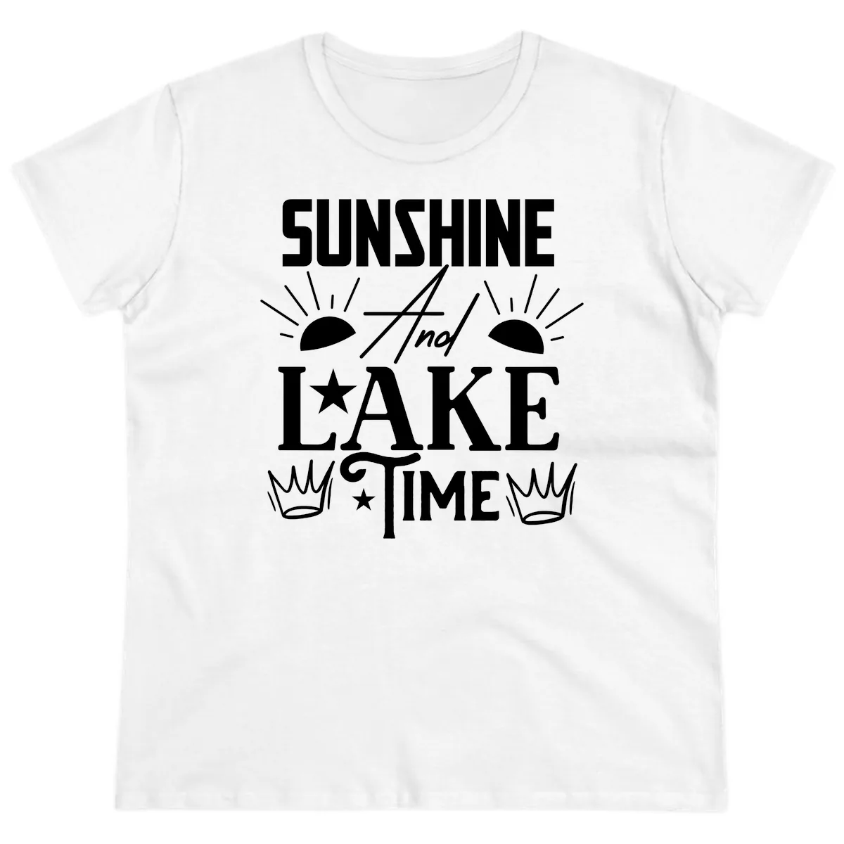 Sunshine And Lake Time Ladies Tee in White