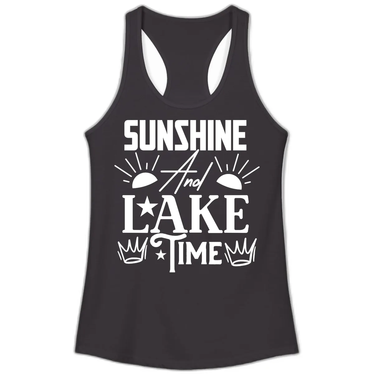 Sunshine And Lake Time Ladies Tank in Black