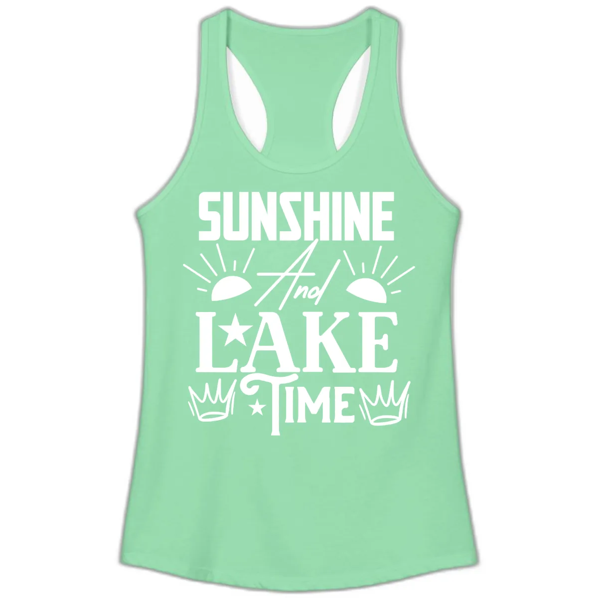 Sunshine And Lake Time Ladies Tank in Solid Mint