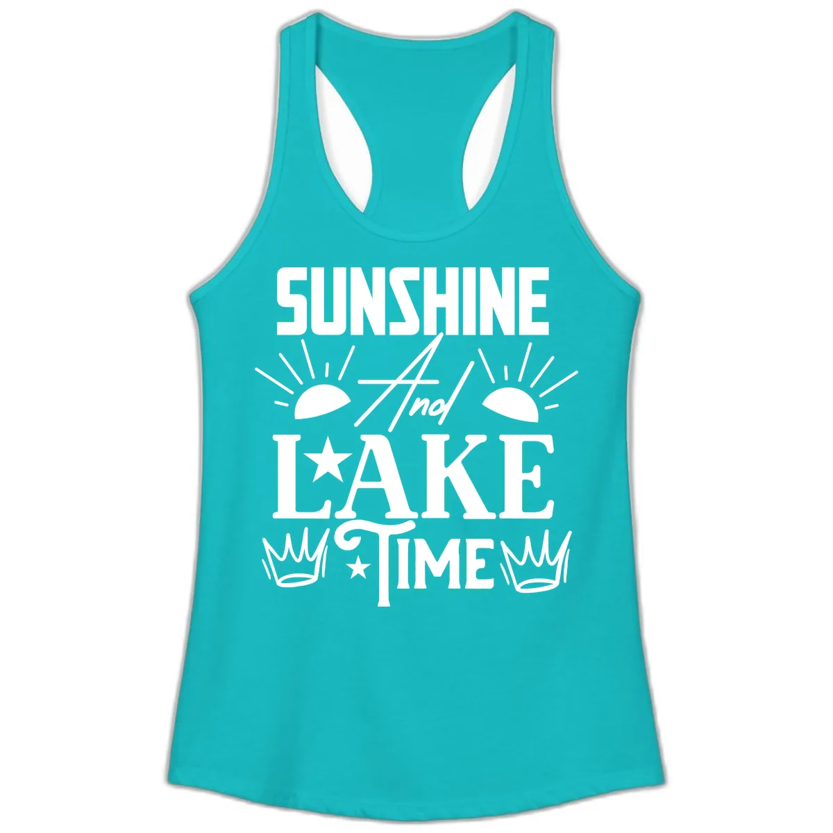 Sunshine And Lake Time Ladies Tank in Tahiti Blue