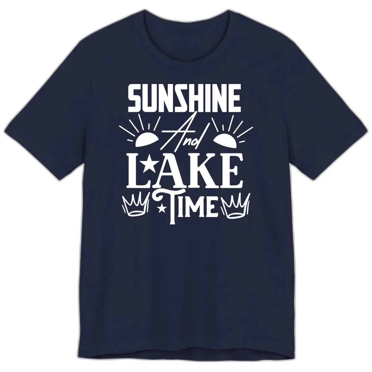Sunshine And Lake Time Premium T-Shirt in Navy