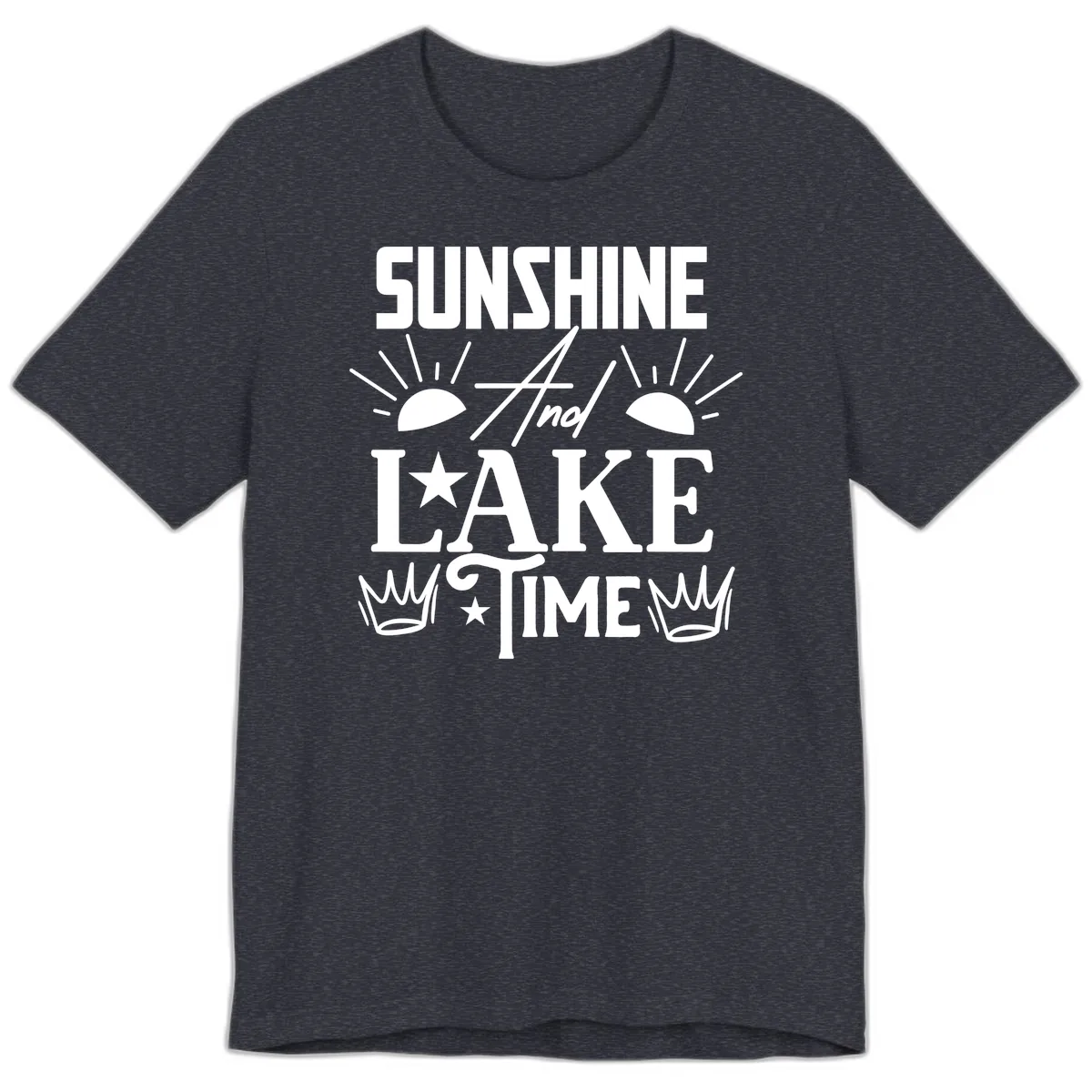 Sunshine And Lake Time Premium T-Shirt in Heather Navy
