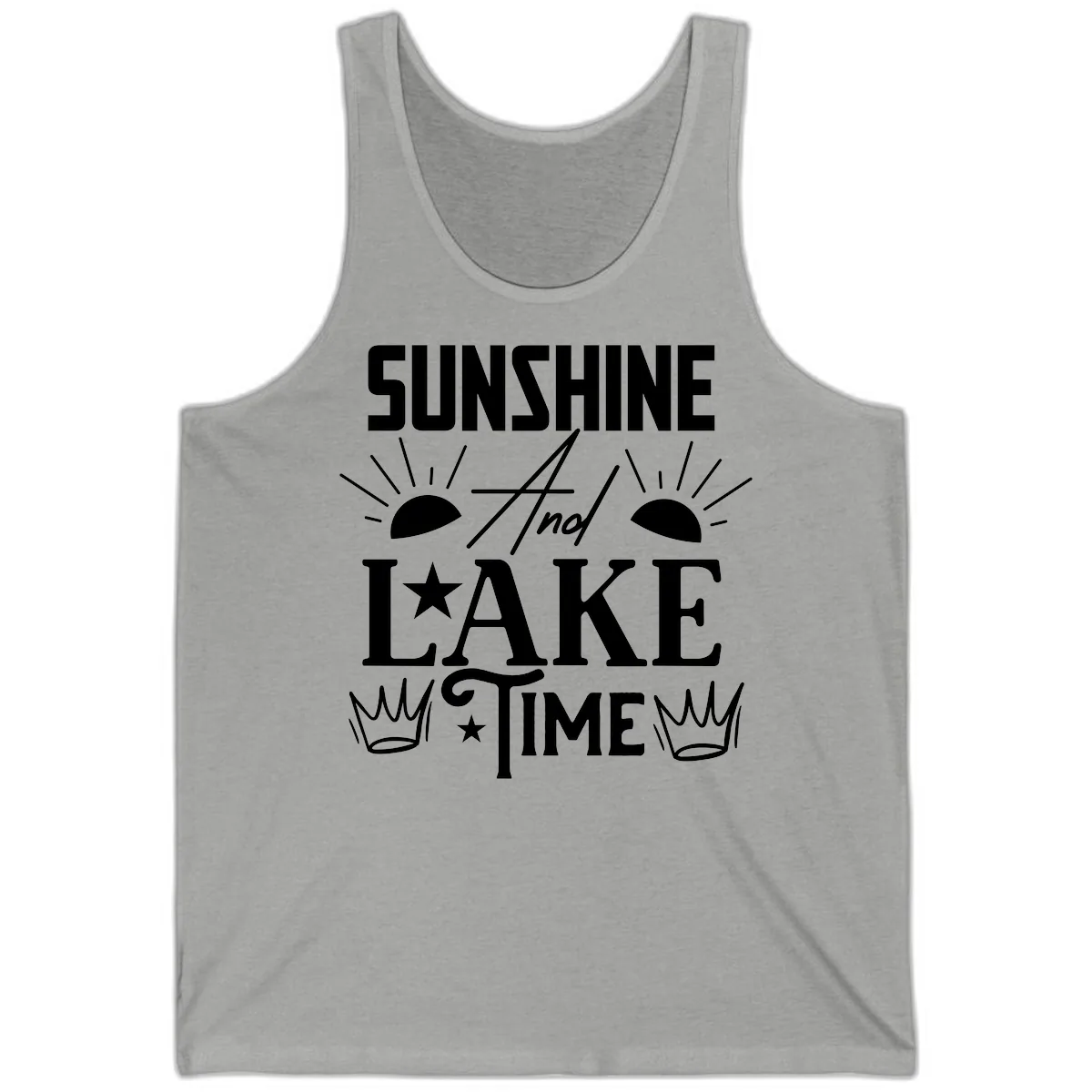 Sunshine And Lake Time Tank in Athletic Heather