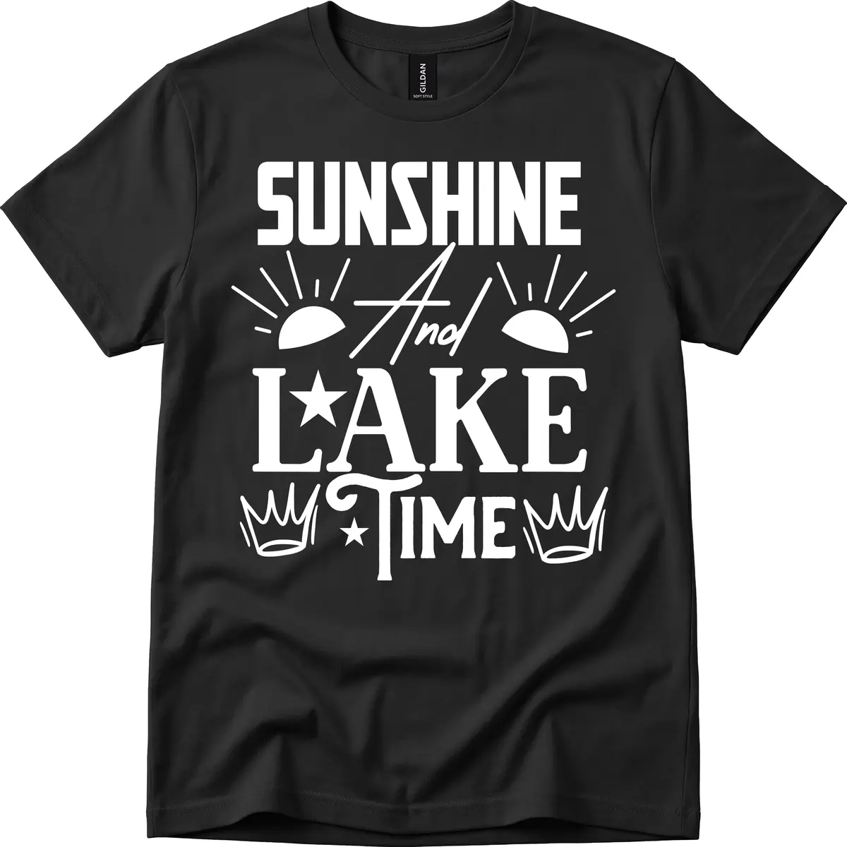 Sunshine And Lake Time T-Shirt in Black