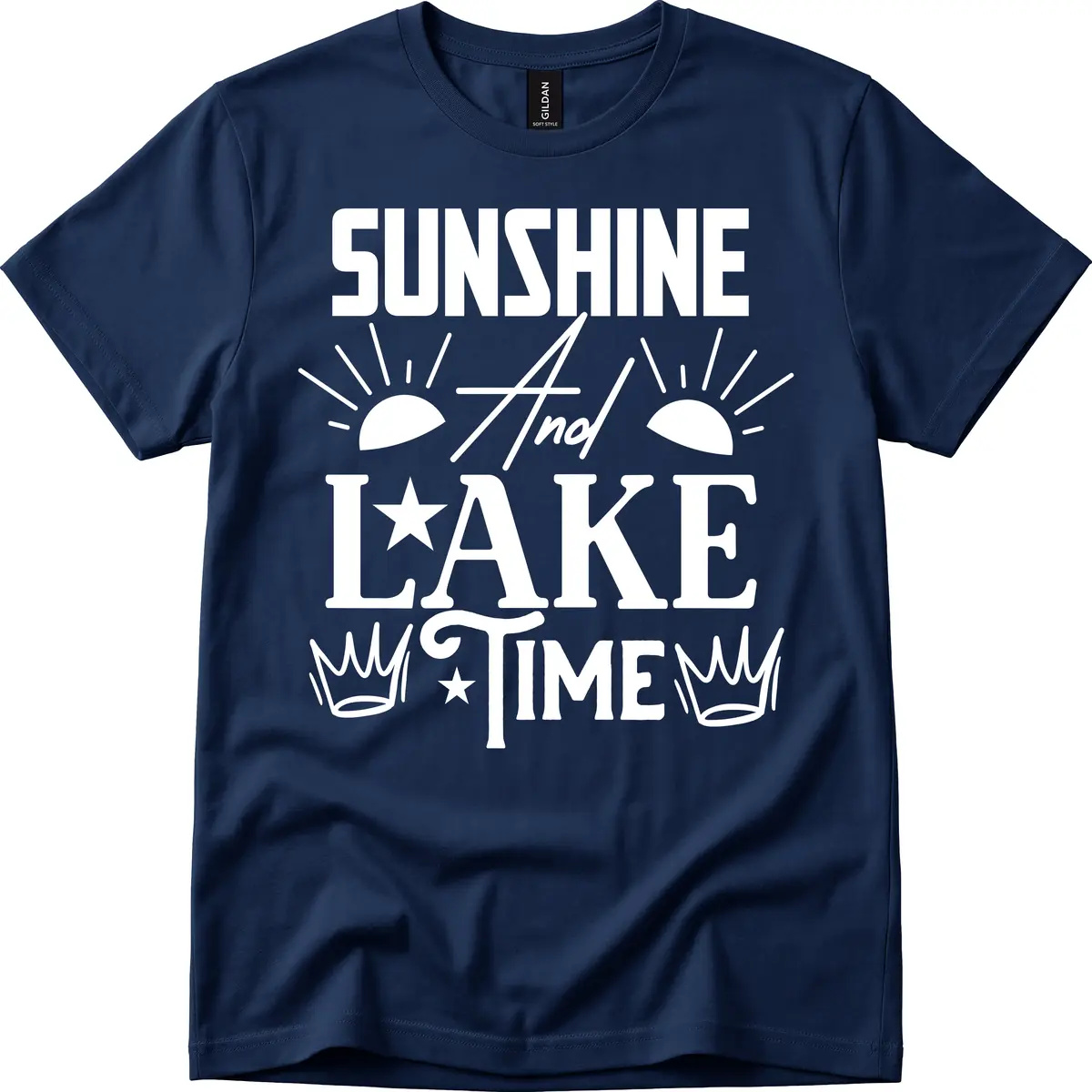 Sunshine And Lake Time T-Shirt in Navy