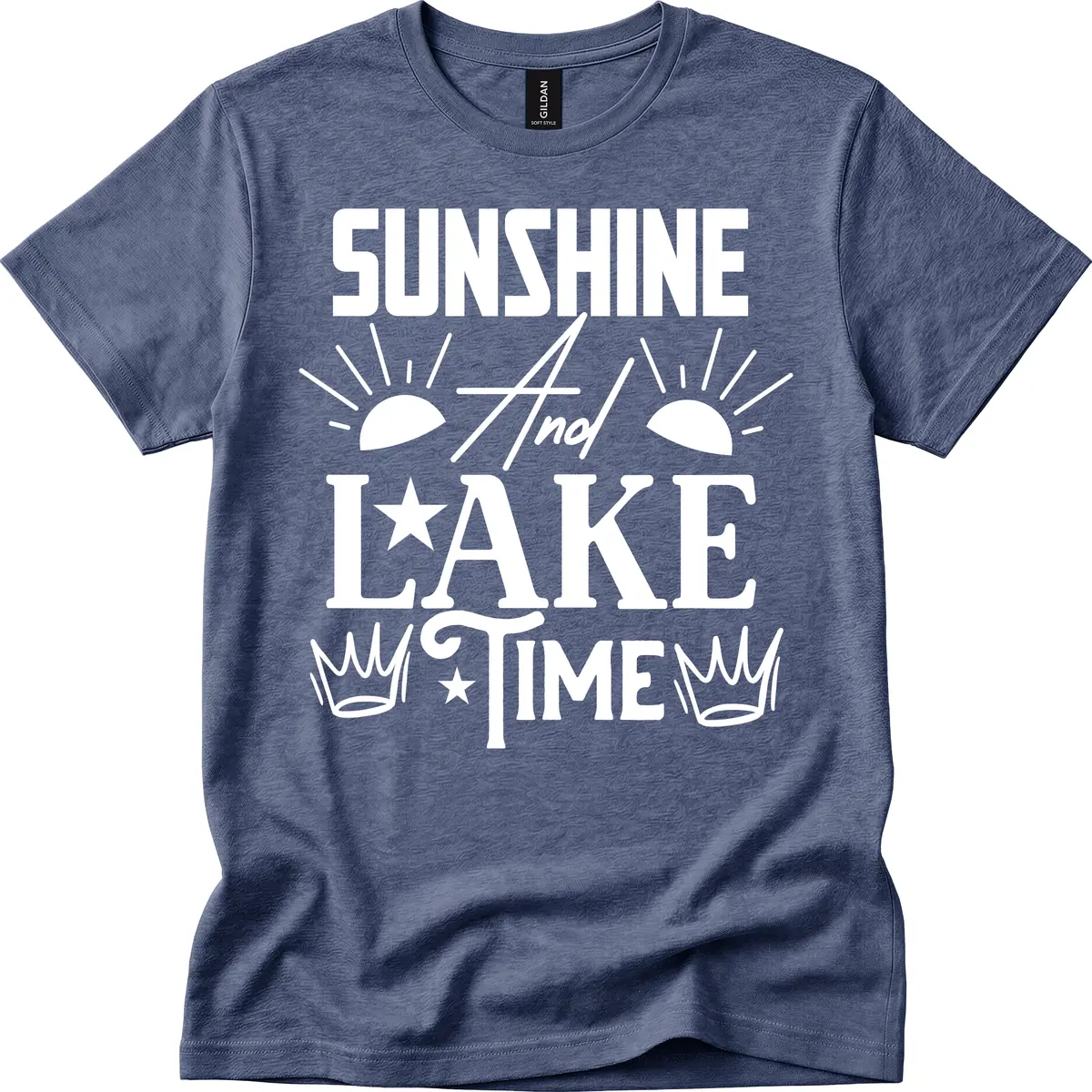 Sunshine And Lake Time T-Shirt in Heather Navy