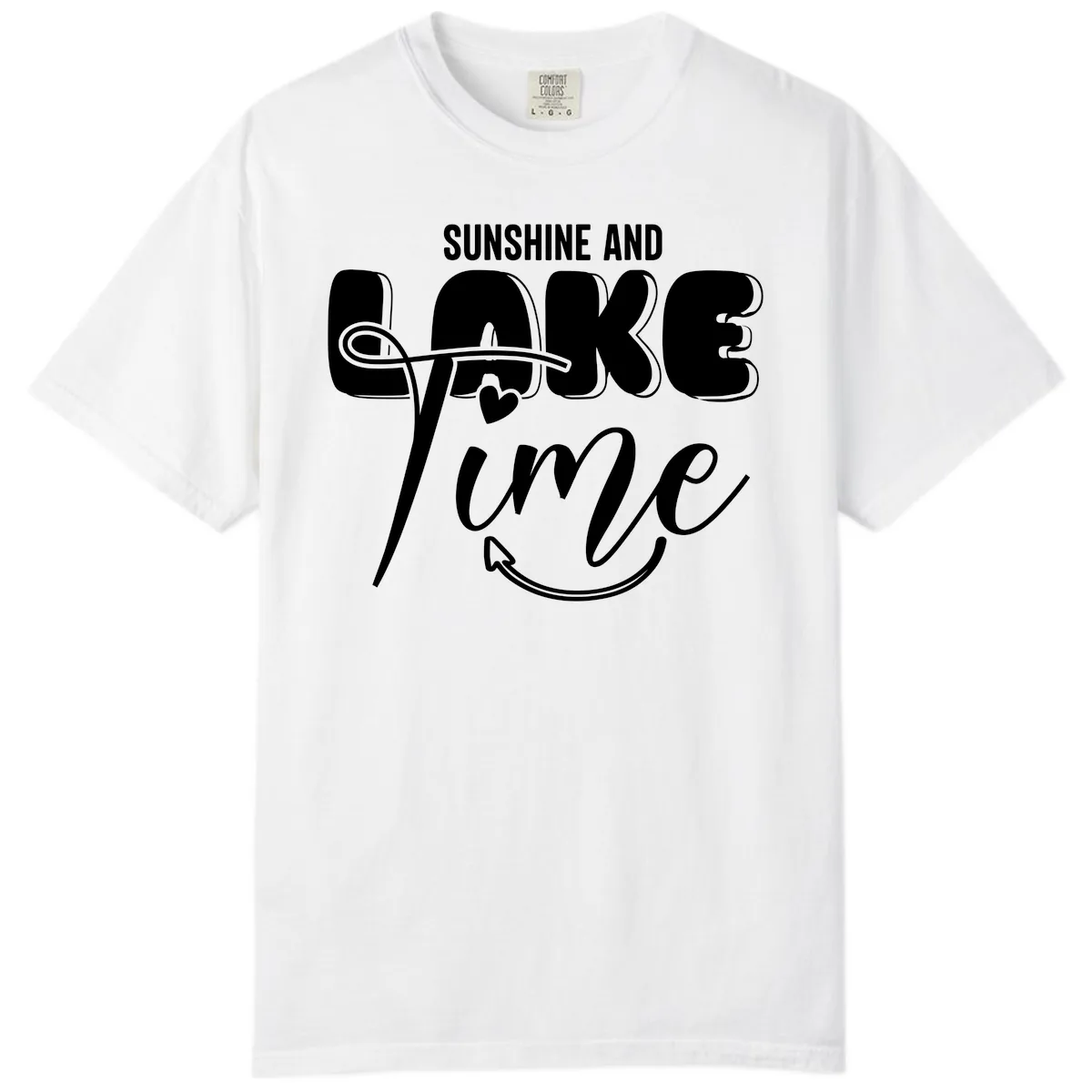 Sunshine And Lake Time Typography Comfort Color in White