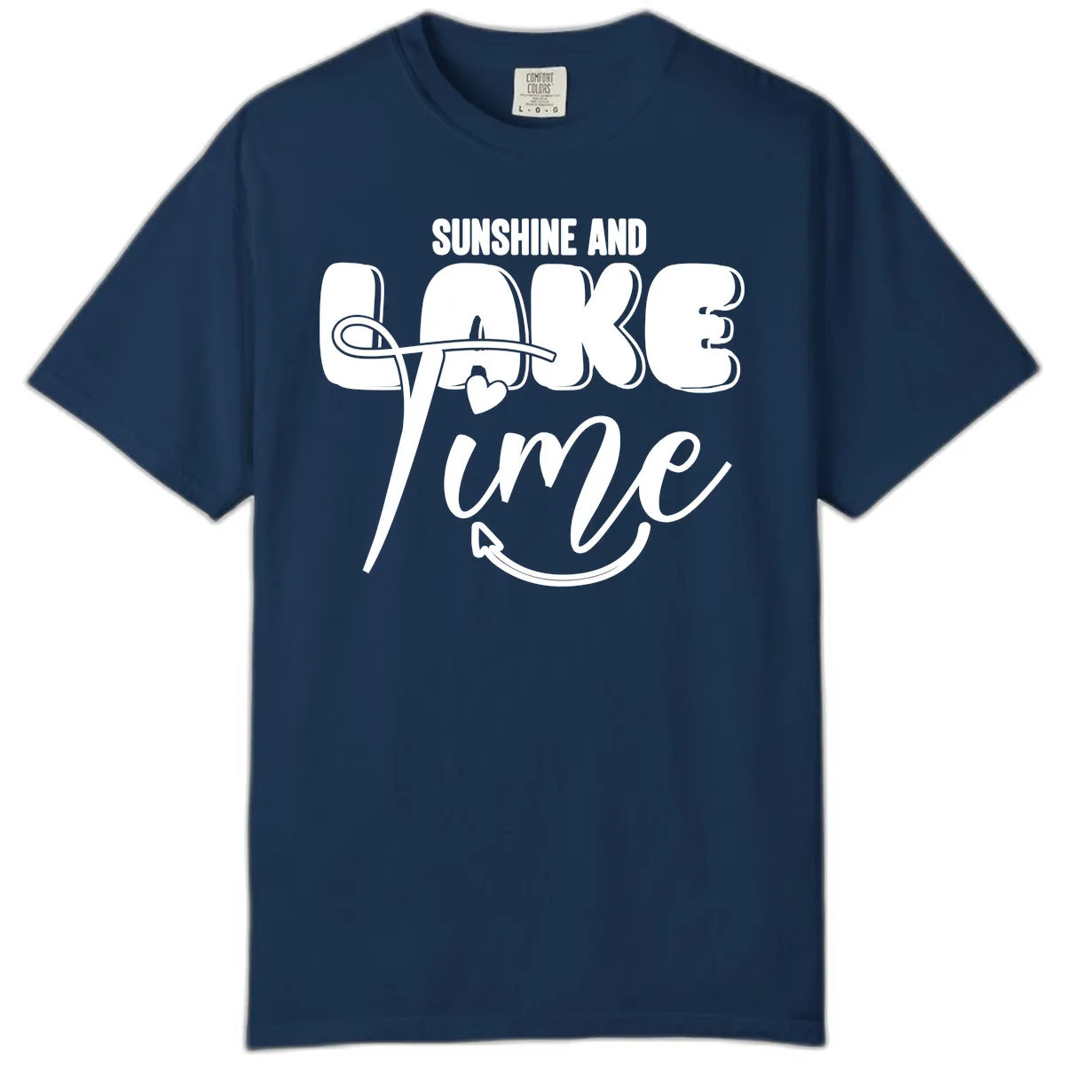 Sunshine And Lake Time Typography Comfort Color in Navy