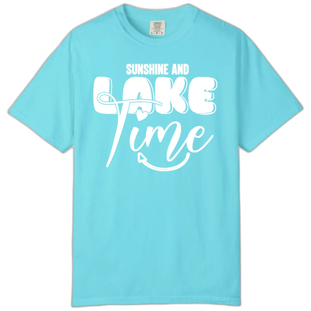Sunshine And Lake Time Typography Comfort Color in Lagoon Blue