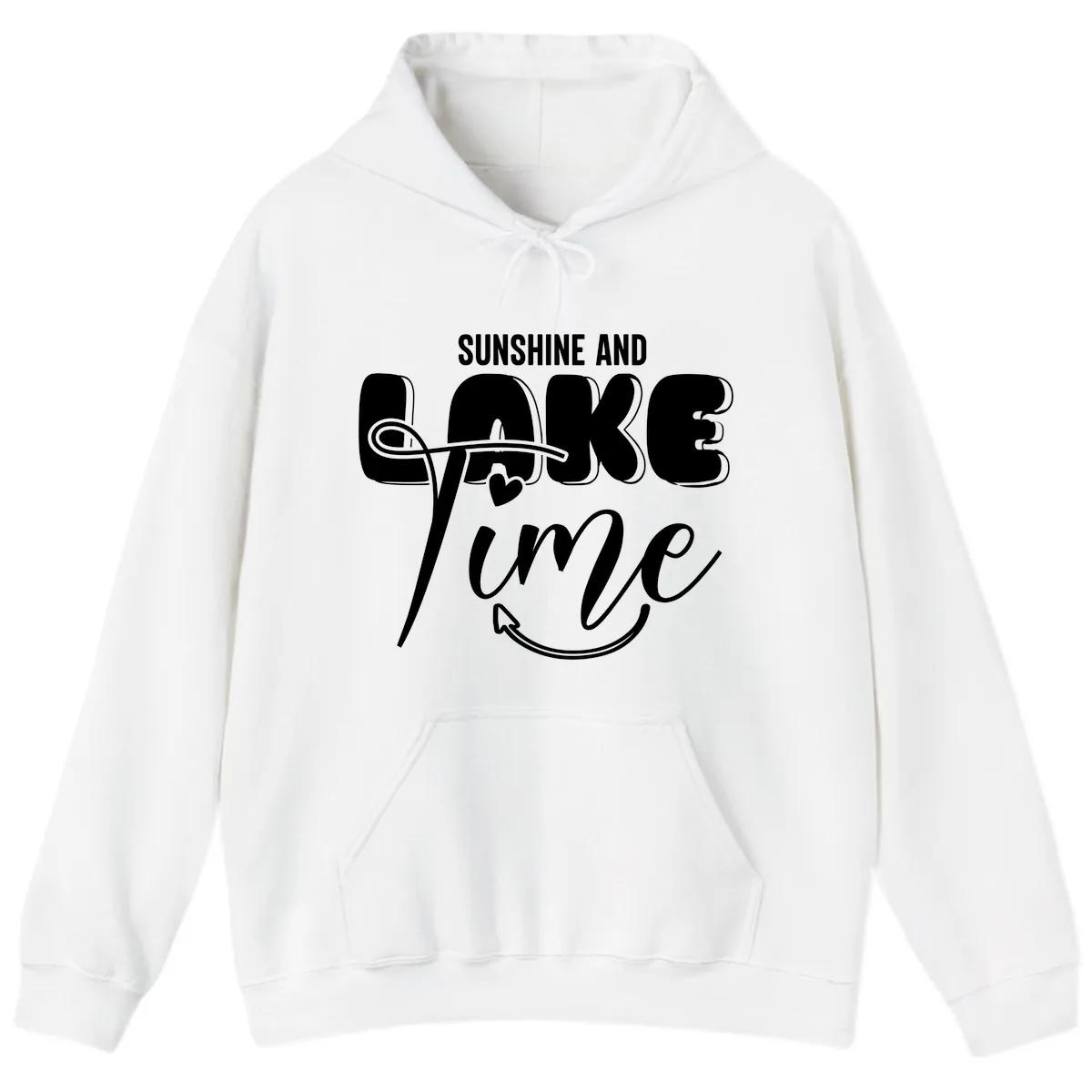 Sunshine And Lake Time Typography Hoodie in White