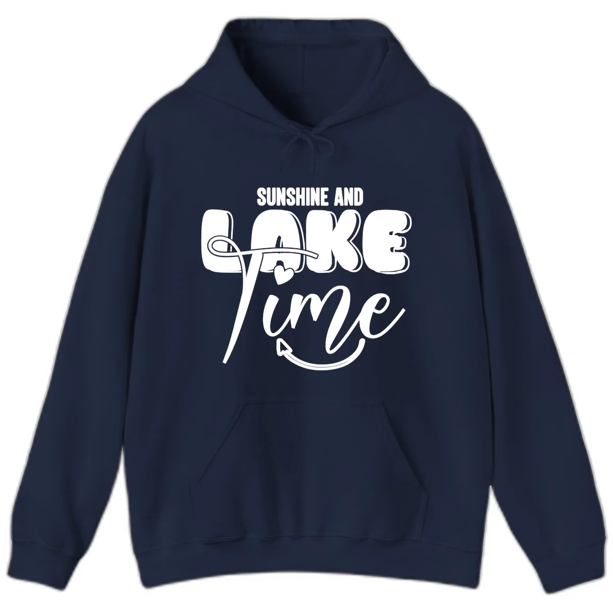 Sunshine And Lake Time Typography Hoodie in Navy