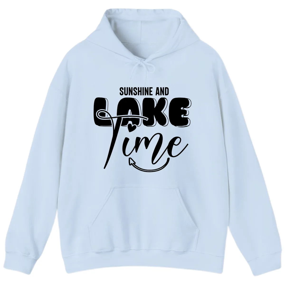 Sunshine And Lake Time Typography Hoodie in Light Blue