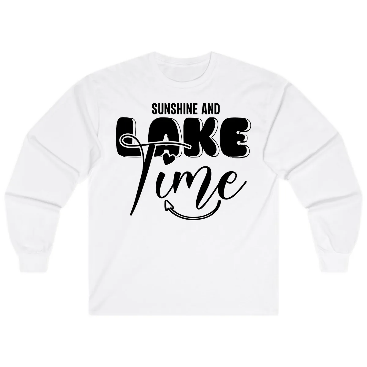 Sunshine And Lake Time Typography Long Sleeve in White