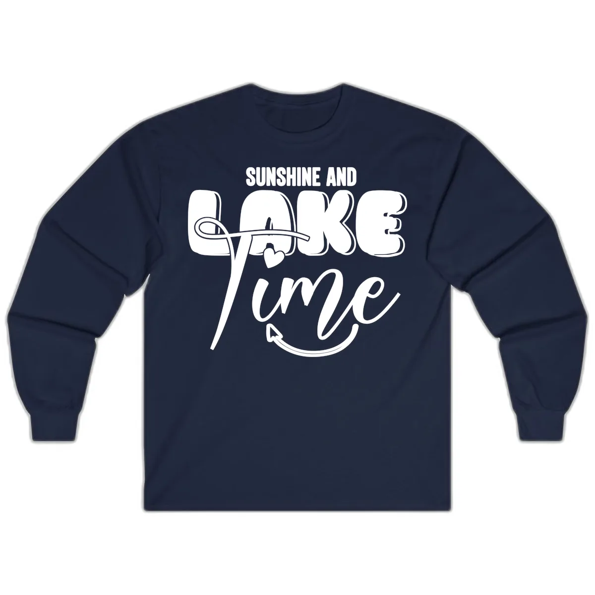 Sunshine And Lake Time Typography Long Sleeve in Navy